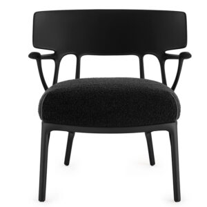 Fotoliu Kartell A.I. Lounge design Philippe Starck cadru negru perna Boucle Black