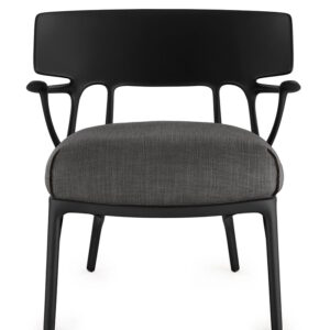 Fotoliu Kartell A.I. Lounge design Philippe Starck cadru negru perna Panamino Basic Gri Charcoal