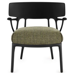 Fotoliu Kartell A.I. Lounge design Philippe Starck cadru negru perna Texture Green