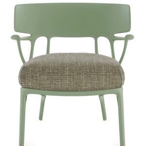 Fotoliu Kartell A.I. Lounge design Philippe Starck cadru verde perna Texture Grey