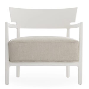 Fotoliu Kartell Cara Mat design Philippe Starck & Sergio Schito cadru alb perna Solid White-Beige