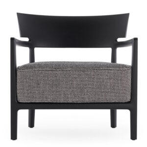 Fotoliu Kartell Cara Mat design Philippe Starck & Sergio Schito cadru negru perna Fancy Black-Beige