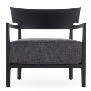 Fotoliu Kartell Cara Mat design Philippe Starck & Sergio Schito cadru negru perna Solid Charcoal