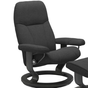 Fotoliu Stressless Consul Classic M cadru gri tapiterie textil Calido Dark Grey