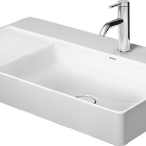 Lavoar Duravit DuraSquare 80x47 cm cuva dreapta fara preaplin cu capac ceramic pentru ventil inclus si finisaj suplimentar