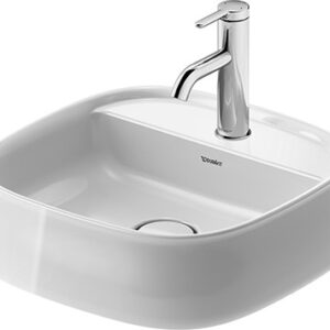 Lavoar Duravit Zencha 42x42cm cu platforma baterie montare pe blat fara preaplin DuraCeram WonderGliss alb