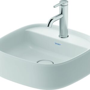 Lavoar Duravit Zencha 42x42cm cu platforma baterie montare pe blat fara preaplin DuraCeram alb satin mat