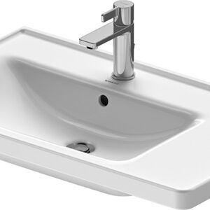 Lavoar asimetric Duravit D-Neo 80cm montare pe mobilier orientare stanga alb