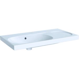 Lavoar asimetric Geberit Acanto 90x48.2cm cu raft dreapta fara orificiu baterie alb