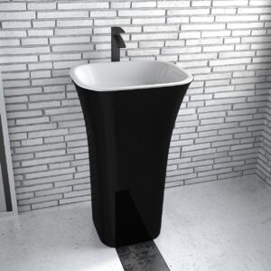 Lavoar free-standing Besco Assos Black & White 40x50x85cm compozit mineral negru