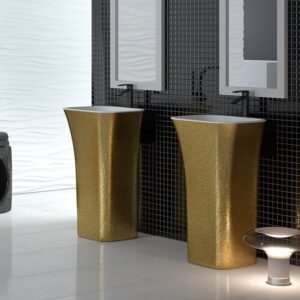 Lavoar free-standing Besco Assos Glam 40x50x85cm compozit mineral Gold