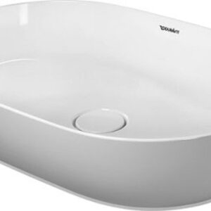 Lavoar tip bol Duravit Luv 60x40cm fara orificiu baterie fara preaplin montare pe blat include capac ceramic alb lucios interior/gri satin mat exterior