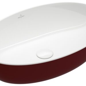 Lavoar tip bol Villeroy & Boch Artis 61x41cm fara orificiu baterie fara preaplin montare pe blat Bordeaux