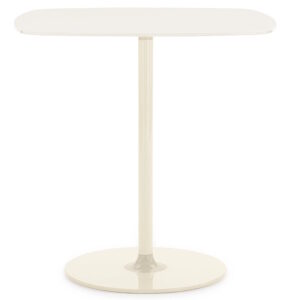 Masa Kartell Thierry Bistrot design Piero Lissoni 70x70x72cm baza metal blat sticla bej-alb