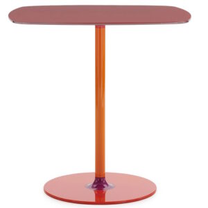 Masa Kartell Thierry Bistrot design Piero Lissoni 70x70x72cm baza metal blat sticla bordeaux