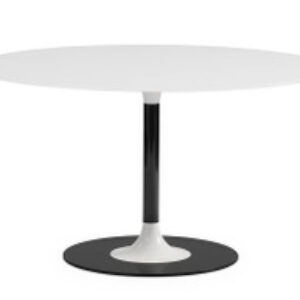 Masa Kartell Thierry XXL Round design Piero Lissoni 130x130x72cm baza metal blat sticla bej-alb