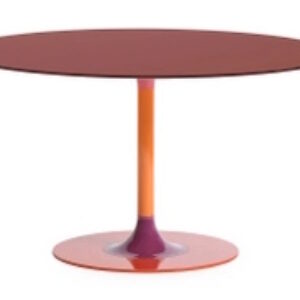 Masa Kartell Thierry XXL Round design Piero Lissoni 130x130x72cm baza metal blat sticla bordeaux