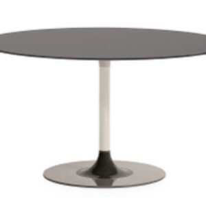 Masa Kartell Thierry XXL Round design Piero Lissoni 130x130x72cm baza metal blat sticla gri