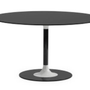 Masa Kartell Thierry XXL Round design Piero Lissoni 130x130x72cm baza metal blat sticla negru