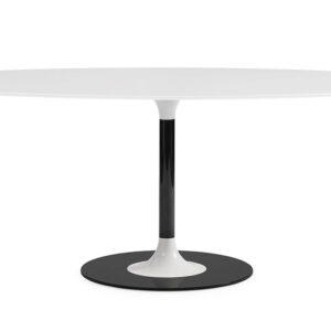 Masa Kartell Thierry XXL design Piero Lissoni 192x118x72cm baza metal blat sticla bej-alb