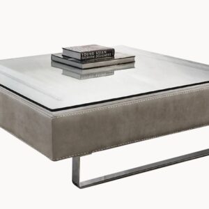 Masuta Gamma Fox T55 cu top piele categoria C si sticla baza metalica 80x80cm h35cm Made in Italy