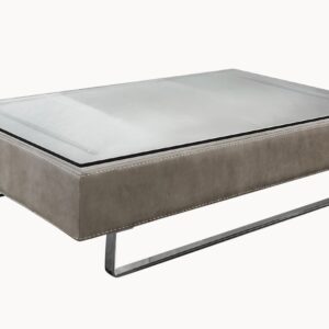 Masuta Gamma Fox T56 cu top piele categoria F si sticla baza metalica 120x80cm h35cm Made in Italy