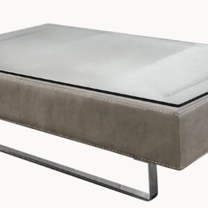 Masuta Gamma Fox T58 cu top piele categoria E si sticla baza metalica 140x100cm h35cm Made in Italy