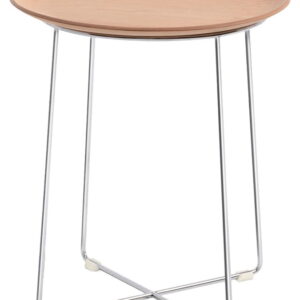 Masuta Kartell Al Wood design Philippe Stark d40cm h45.5cm frasin baza crom lemn deschis