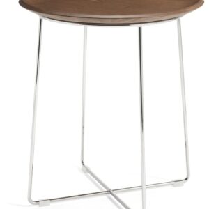 Masuta Kartell Al Wood design Philippe Stark d40cm h45.5cm frasin baza crom lemn inchis