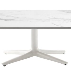 Masuta Kartell Multiplo Low design Antonio Citterio 99x99cm h43cm blat cu finisaj marmura alb