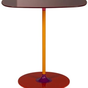 Masuta Kartell Thierry design Piero Lissoni 33x50x50cm baza metal blat sticla burgundy