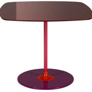 Masuta Kartell Thierry design Piero Lissoni 45x45x45cm baza metal blat sticla burgundy