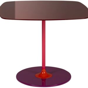 Masuta Kartell Thierry design Piero Lissoni 50x50x40cm baza metal blat sticla burgundy