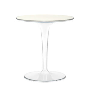 Masuta Kartell Tip Top Piano design Philippe Starck & Eugeni Quitllet top sticla d48cm h50cm outdoor alb