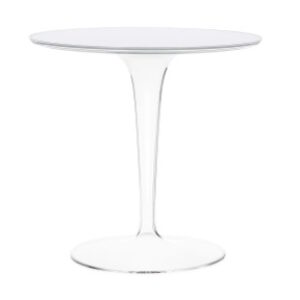 Masuta Kartell Tip Top design Philippe Starck & Eugeni Quitllet d48cm h50cm baza transparenta alb