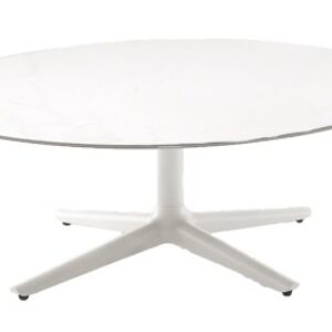 Masuta rotunda Kartell Multiplo Low design Antonio Citterio d118cm h43cm blat sticla alb