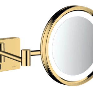 Oglinda cosmetica cu brat Hansgrohe Logis AddStoris x3 16cm iluminat LED gold optic lustruit
