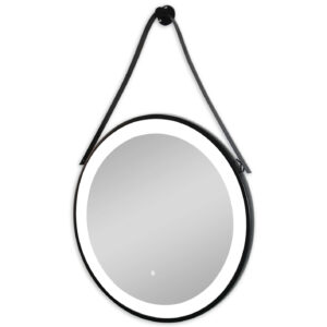 Oglinda rotunda cu agatatoare Sanotechnik Soho 60cm cu iluminare LED rama negru mat