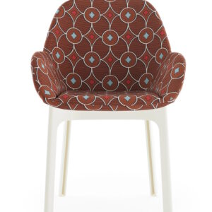 Scaun Kartell Clap design Patricia Urquiola baza alb tapiterie Rubelli Quatrefoil by Luke Edward Hall Brown