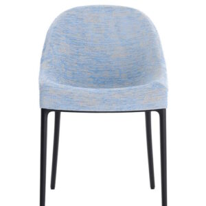 Scaun Kartell Eleganza Ela design Philippe Starck cadru negru tapiterie Melange Light Blue