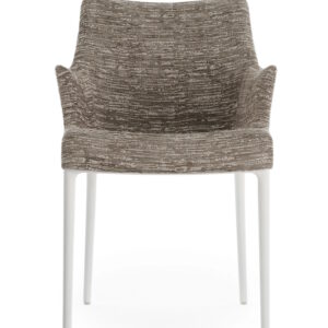 Scaun Kartell Eleganza Nia design Philippe Starck cadru alb tapiterie Melange Taupe