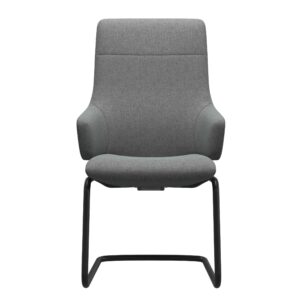 Scaun cu brate Stressless Chilli v2 L D400 cu spatar inalt baza negru mat tapiterie textil Calido Light Grey