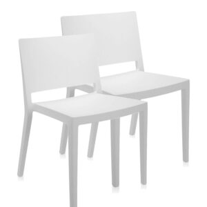 Set 2 scaune Kartell Lizz Mat design Piero Lissoni & Carlo Tamborini alb