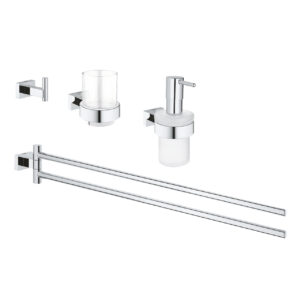 Set 3 accesorii baie Grohe Essentials Cube Master 4-in-1 crom