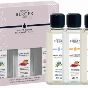 Set 3 parfumuri pentru lampa catalitica Berger Joy Jardin d'Agaves + Eclat de Rhubarbe + Sous les Magnolias 3 x 250ml