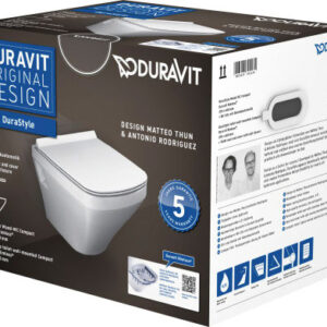 Set vas WC suspendat Duravit Durastyle Rimless Compact si capac inchidere lenta