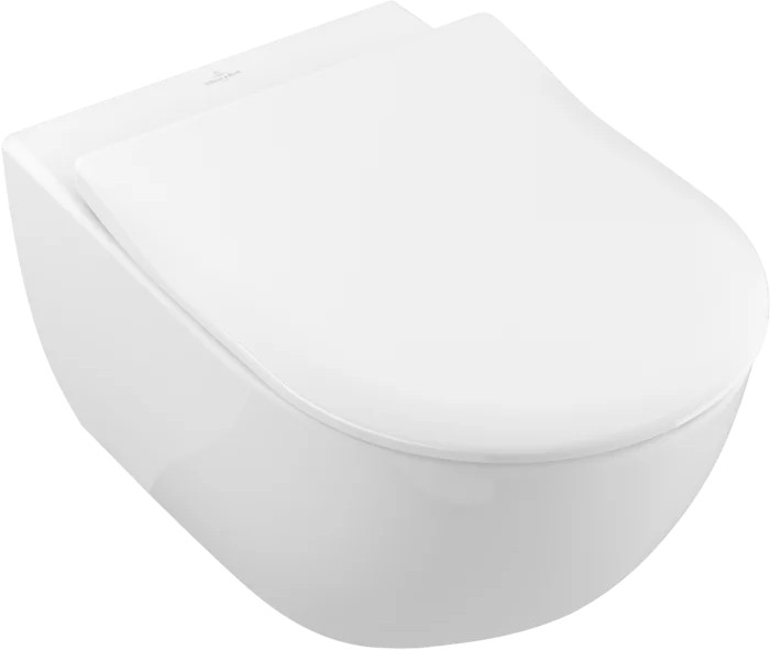 Set vas WC suspendat Villeroy & Boch Subway 2.0 DirectFlush CeramicPlus cu capac slim cu inchidere lenta alb Alpin