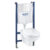 Set complet Grohe Solido 4in1 cu vas wc Lecico Geo Rimless cu capac rezervor incastrat cu cadru si clapeta Skate Air alb