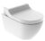 Set vas WC suspendat Geberit AquaClean Tuma Comfort capac inchidere lenta functie bideu electric ornament sticla alba